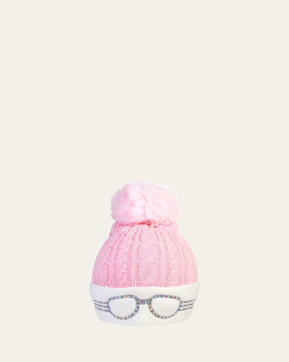 Kid's Embellished Beanie w/ Faux-Fur Pompom